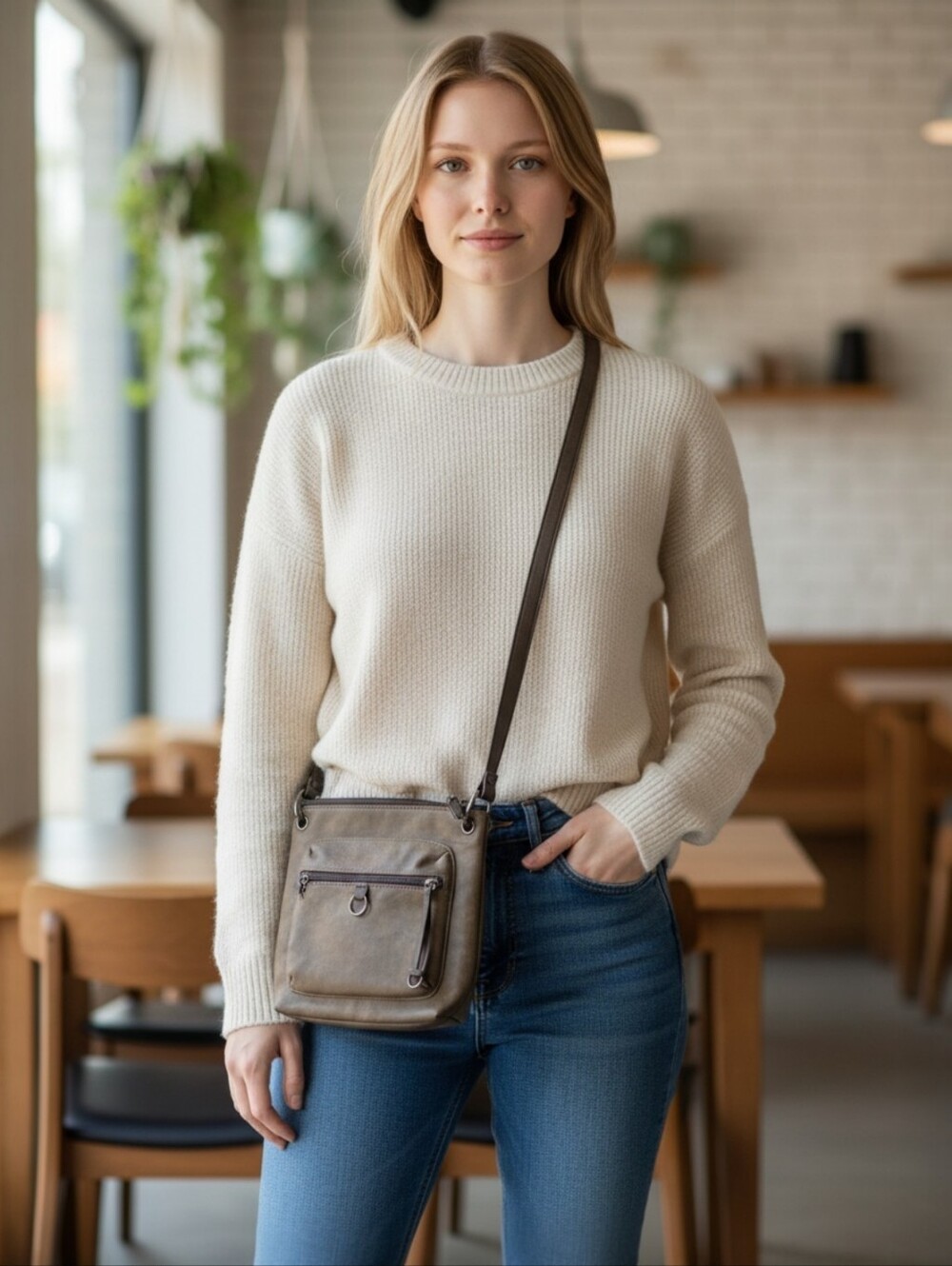 Style & Co Brown Shoulder Crossbody/Bag with Zip Pocket